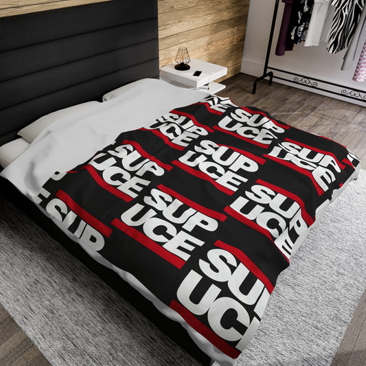 SUP UCE Velveteen Plush Blanket, Black Hip Hop Homage Design