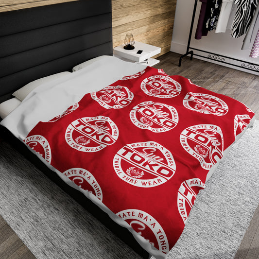 SUP TOKO TTW Velveteen Plush Blanket, Red Tribal Turf Wear Design