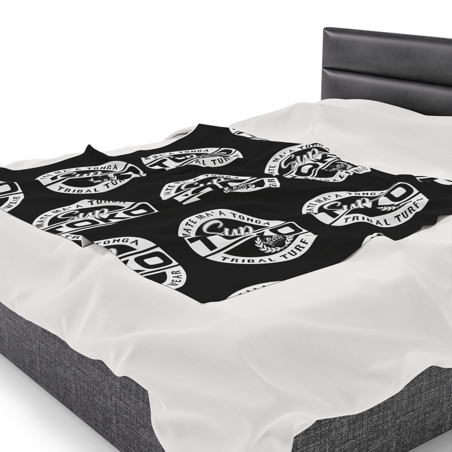 SUP TOKO TTW Velveteen Plush Blanket, Black Tribal Turf Wear Design