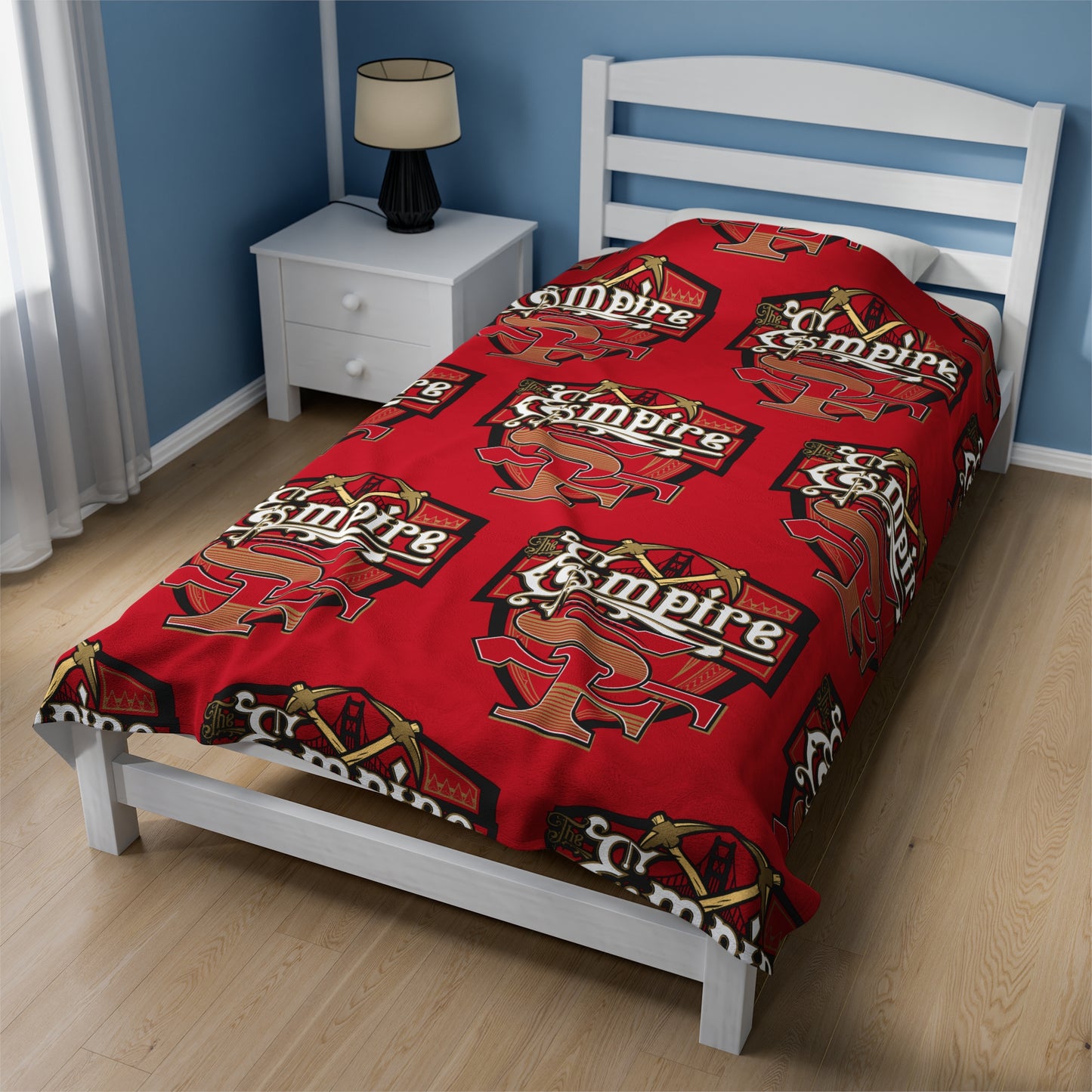 THE EMPIRE Velveteen Plush Blanket, Red Empire Niners Custom