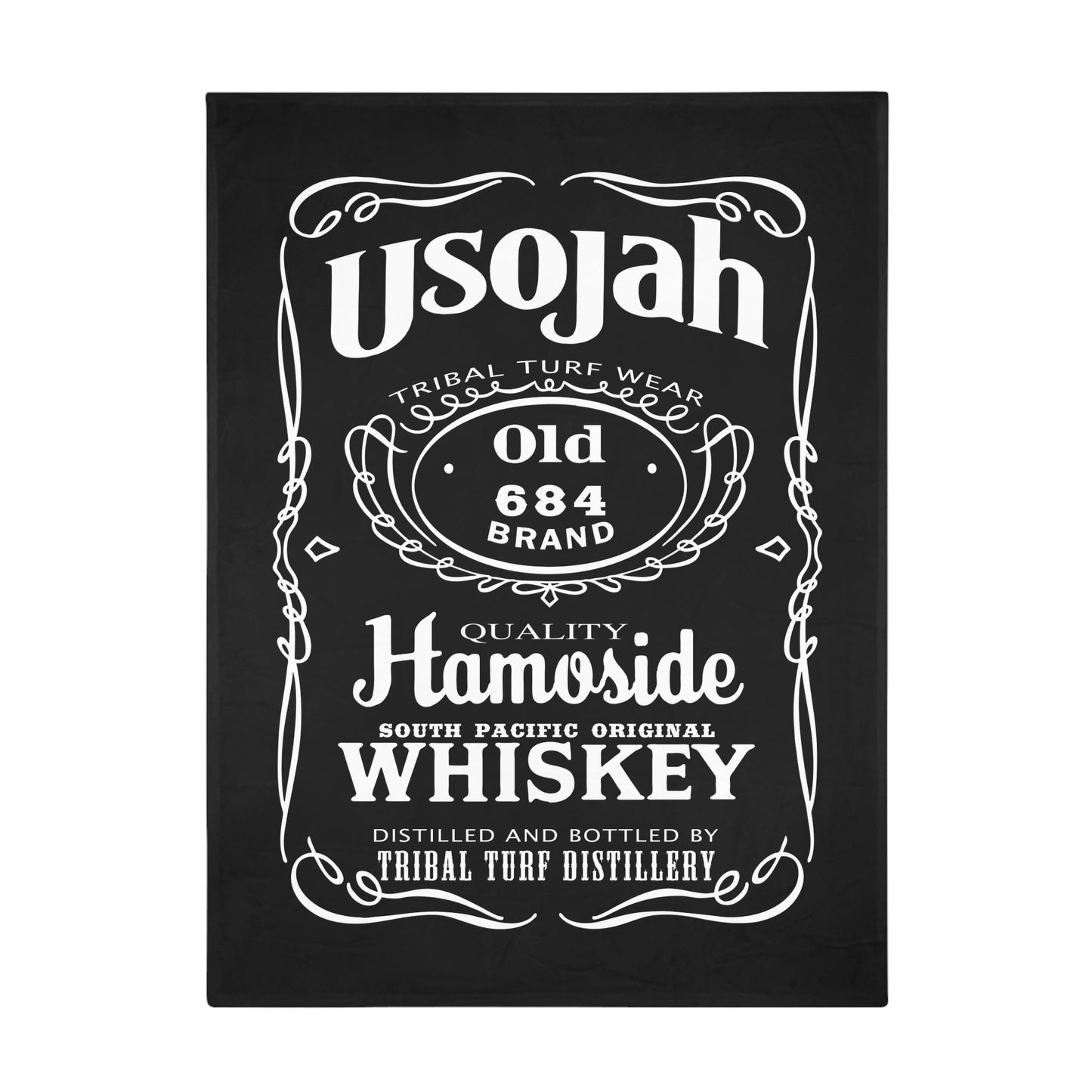 OLD 684 WHISKEY Plush Fleece Blanket, Black Samoa Whiskey