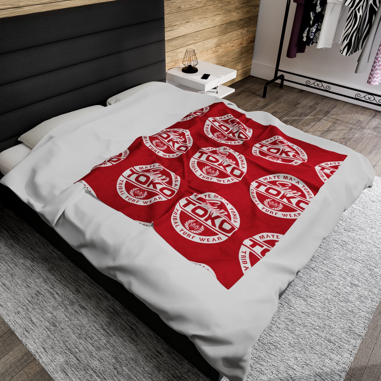SUP TOKO TTW Velveteen Plush Blanket, Red Tribal Turf Wear Design