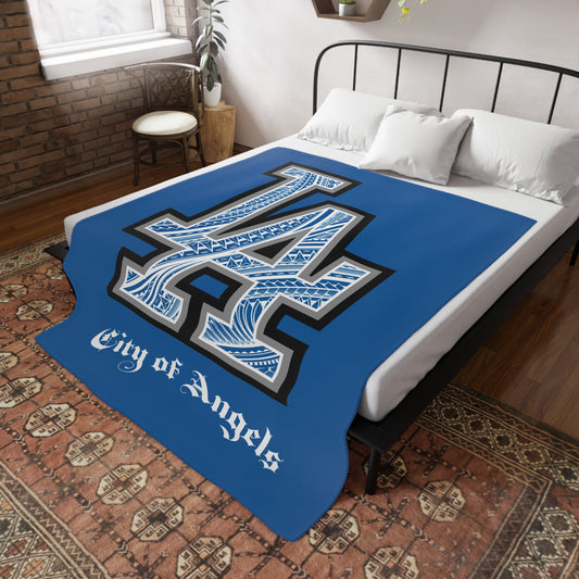 LA TRIBAL Plush Fleece Blanket, Blue City of Angels Tribal, LA Blue