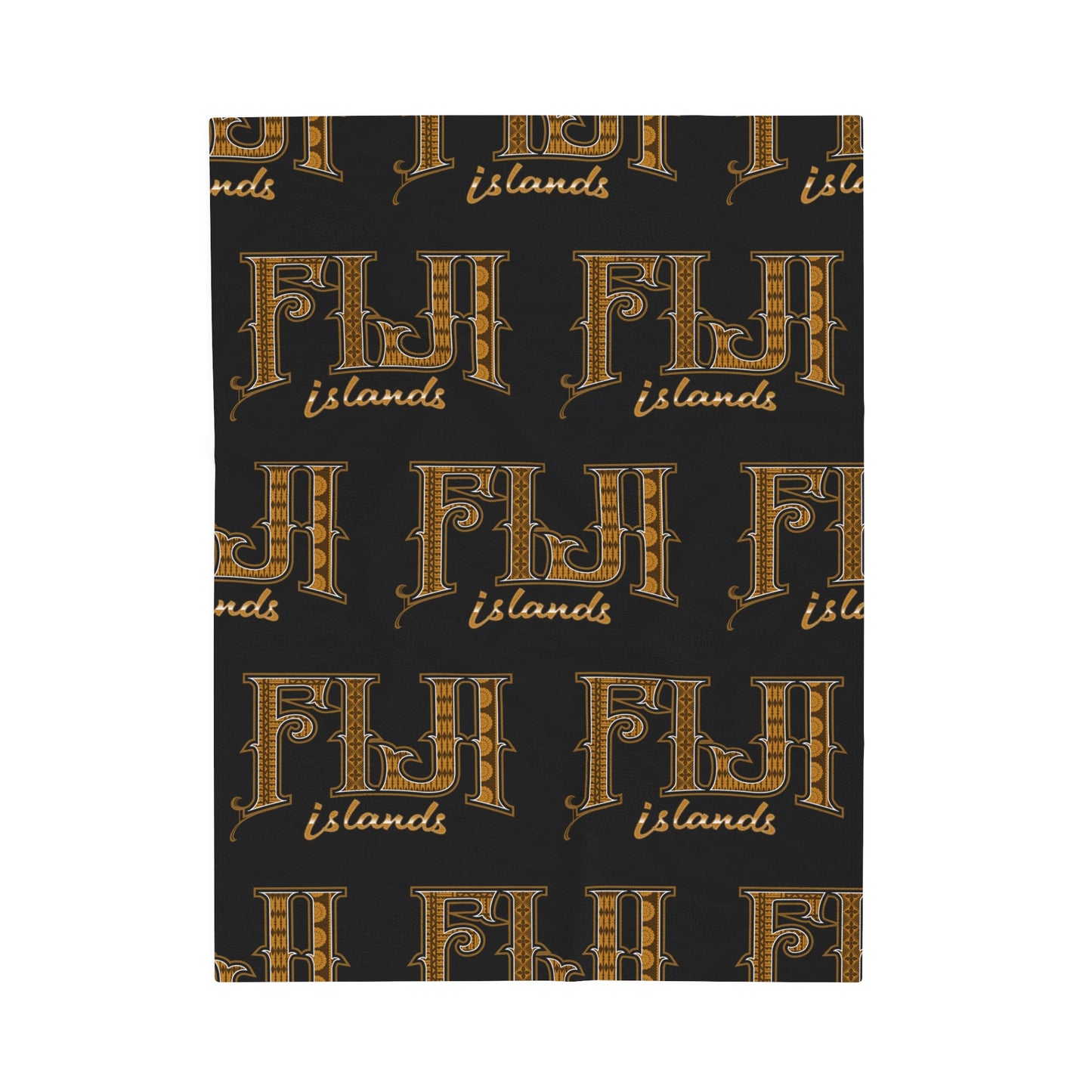 FIJI ISLANDS Velveteen Plush Blanket, Black Fiji Isands Custom Design