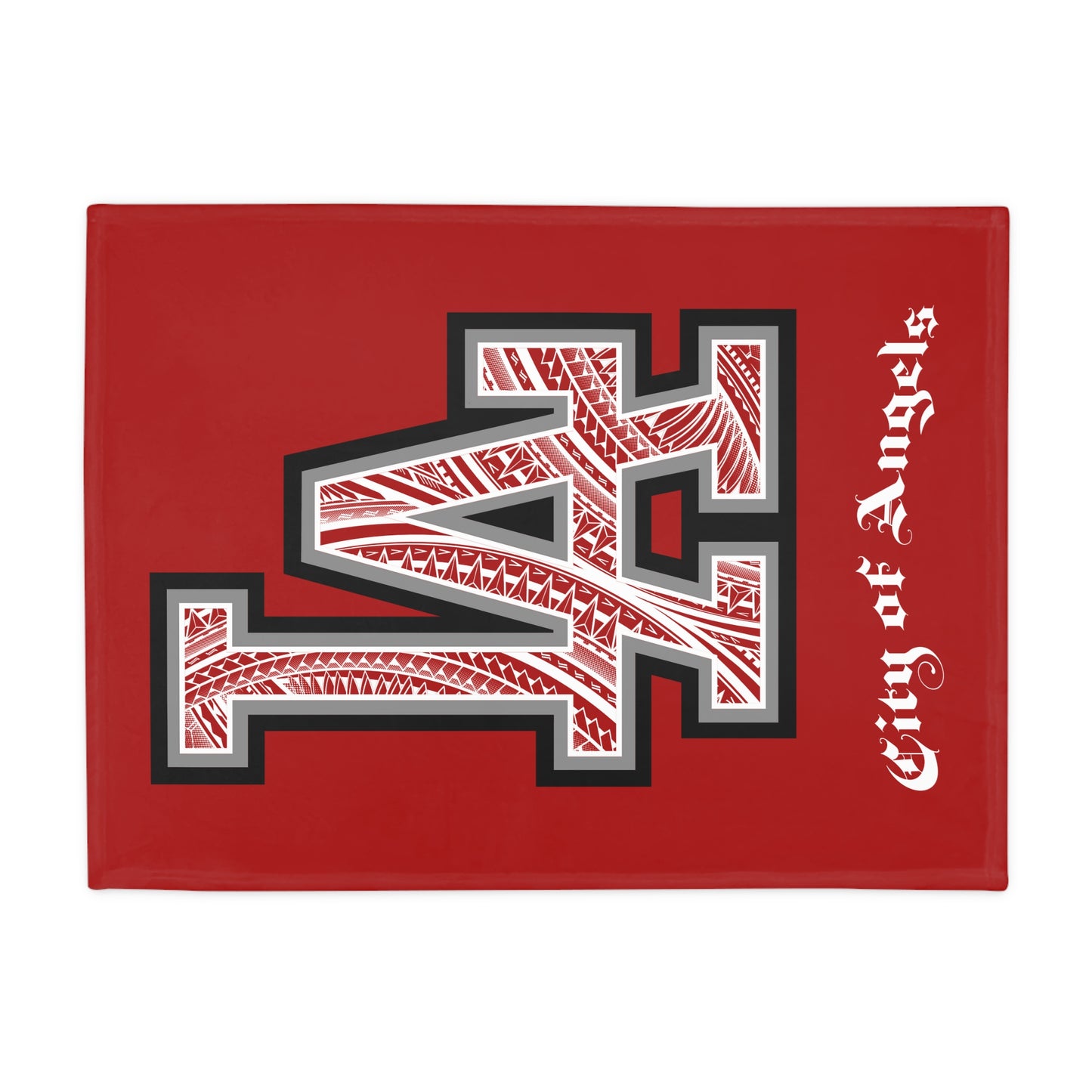 LA TRIBAL Plush Fleece Blanket, Red City of Angels, LA Tribal