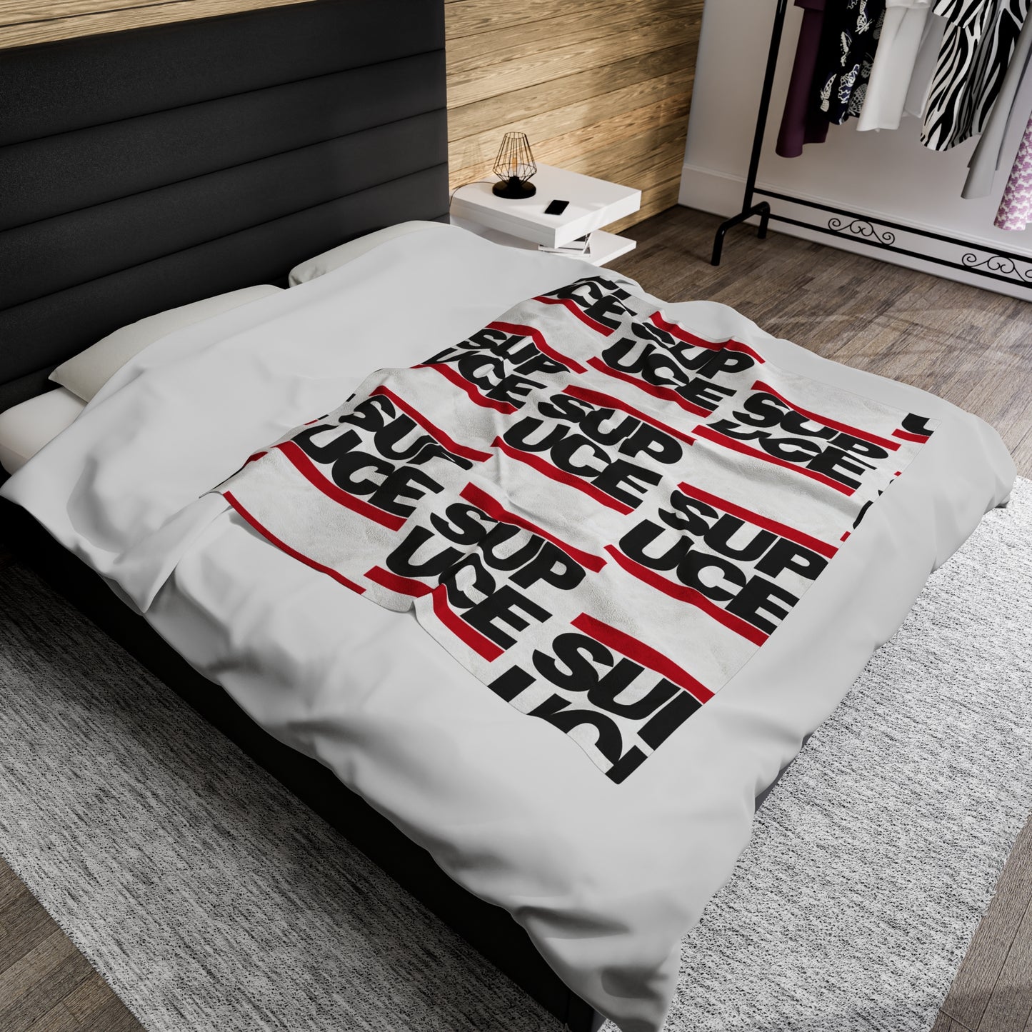 SUP UCE Velveteen Plush Blanket, White Hip Hop Homage Design