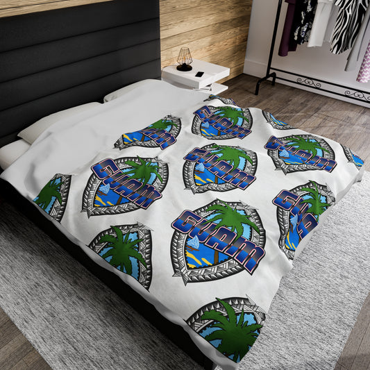 GUAM TRIBAL SEAL Velveteen Plush Blanket, White Custom Guam Seal