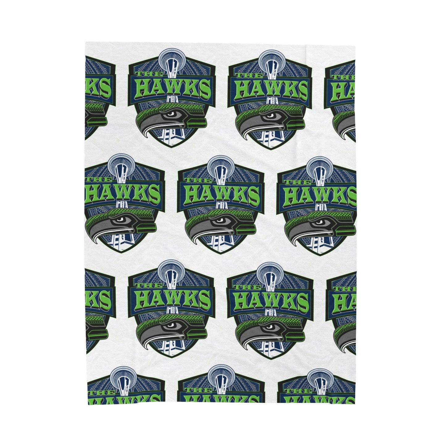 THE HAWKS Velveteen Plush Blanket, White Hawks Custom Tribal