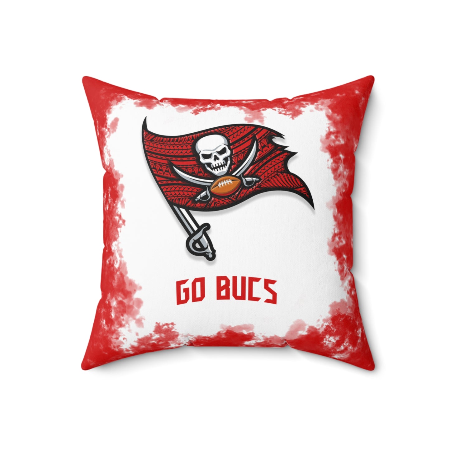 Bucs Tribal Faux Suede Square Pillow Bucs Faux Suede Pillow, Man Cave Gift for Him