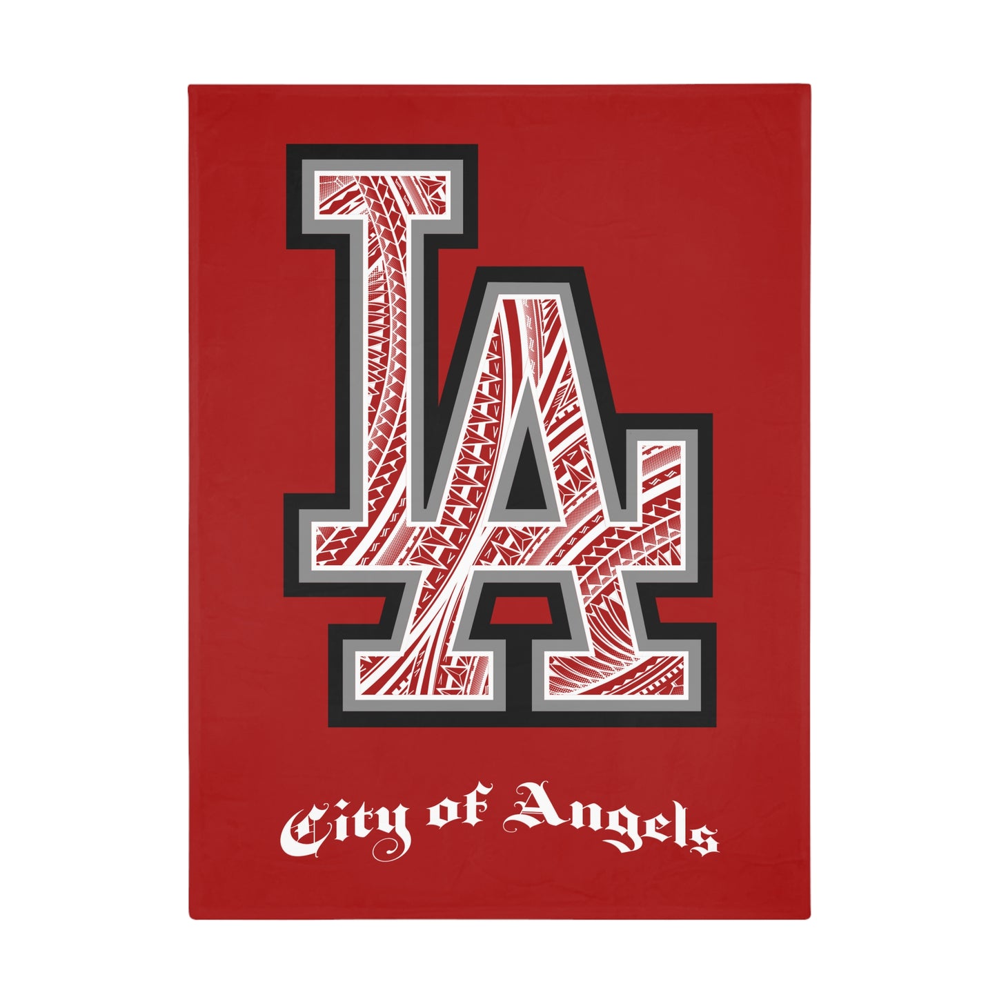 LA TRIBAL Plush Fleece Blanket, Red City of Angels, LA Tribal