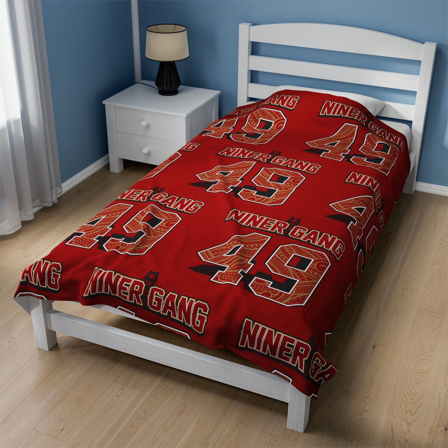 NINERGANG Velveteen Plush Blanket, Red Niner Gang Design 49 Tribal