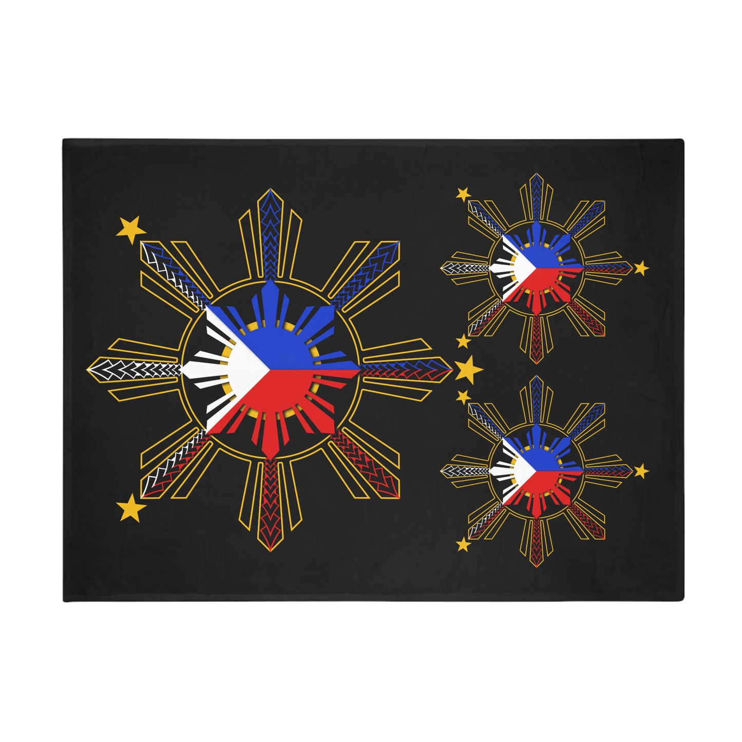 Pride of the Philippines Plush Fleece Blanket, Black 3Star Custom Philippines Province Design