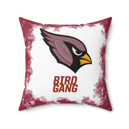 Bird Gang Tribal Faux Suede Square Pillow Cardinals Faux Suede Pillow Cards