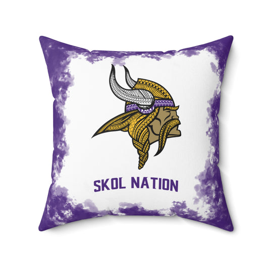 Skol Nation Tribal Faux Suede Square Pillow Vikings Faux Suede Pillow, Man Cave Gift for Him