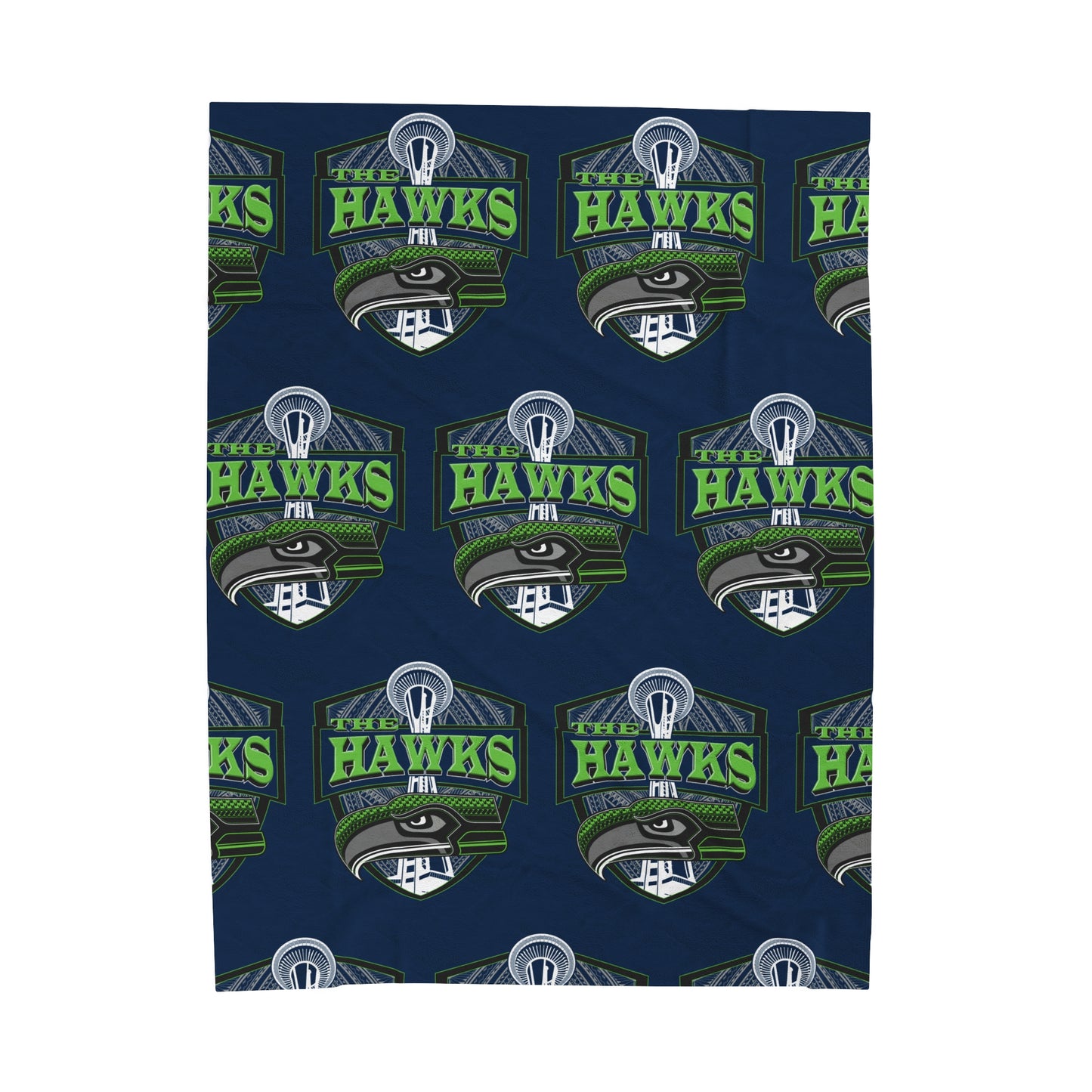 THE HAWKS Velveteen Plush Blanket, Navy Hawks Custom Tribal