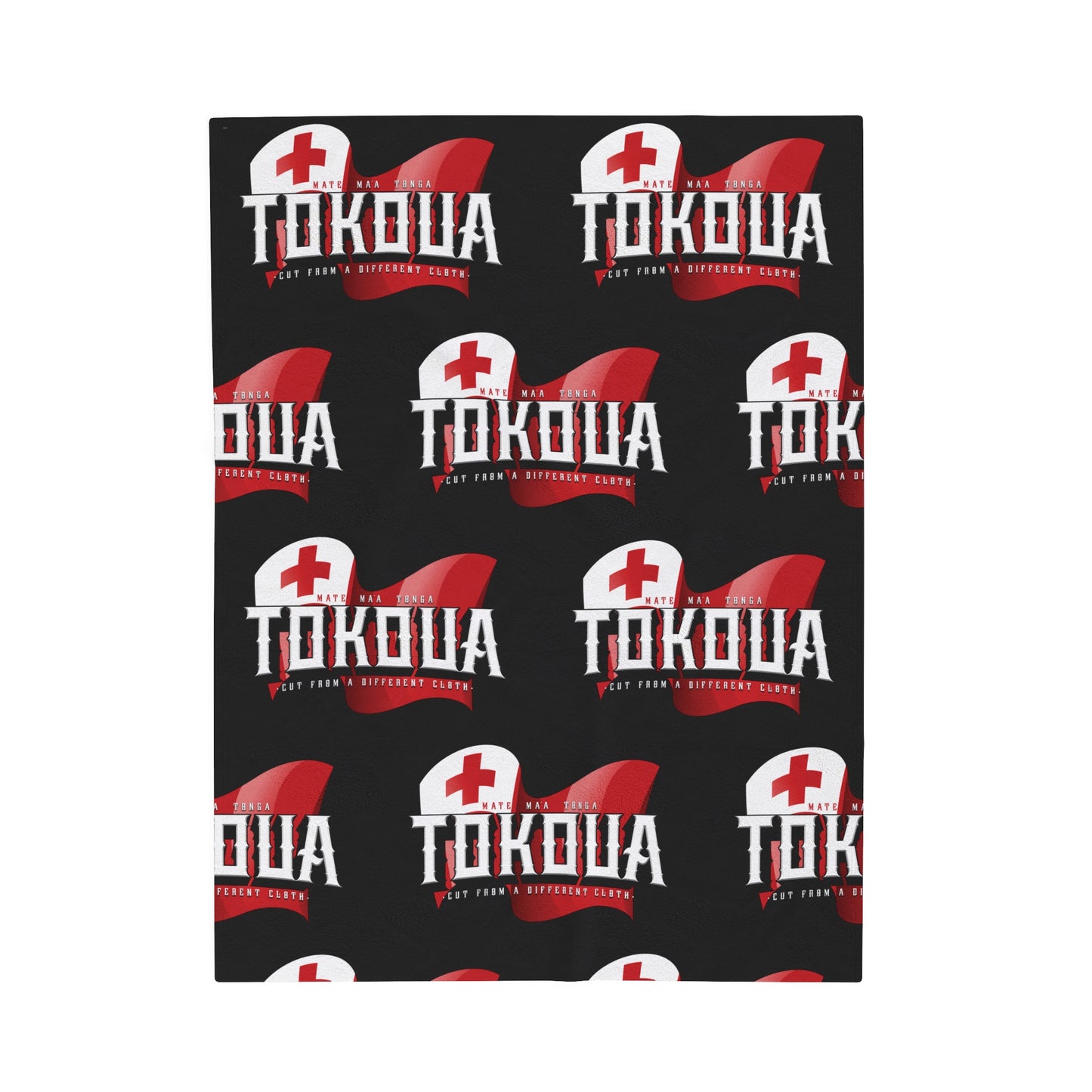 TOKOUA Velveteen Plush Blanket, Black Tribal Turf Wear Design