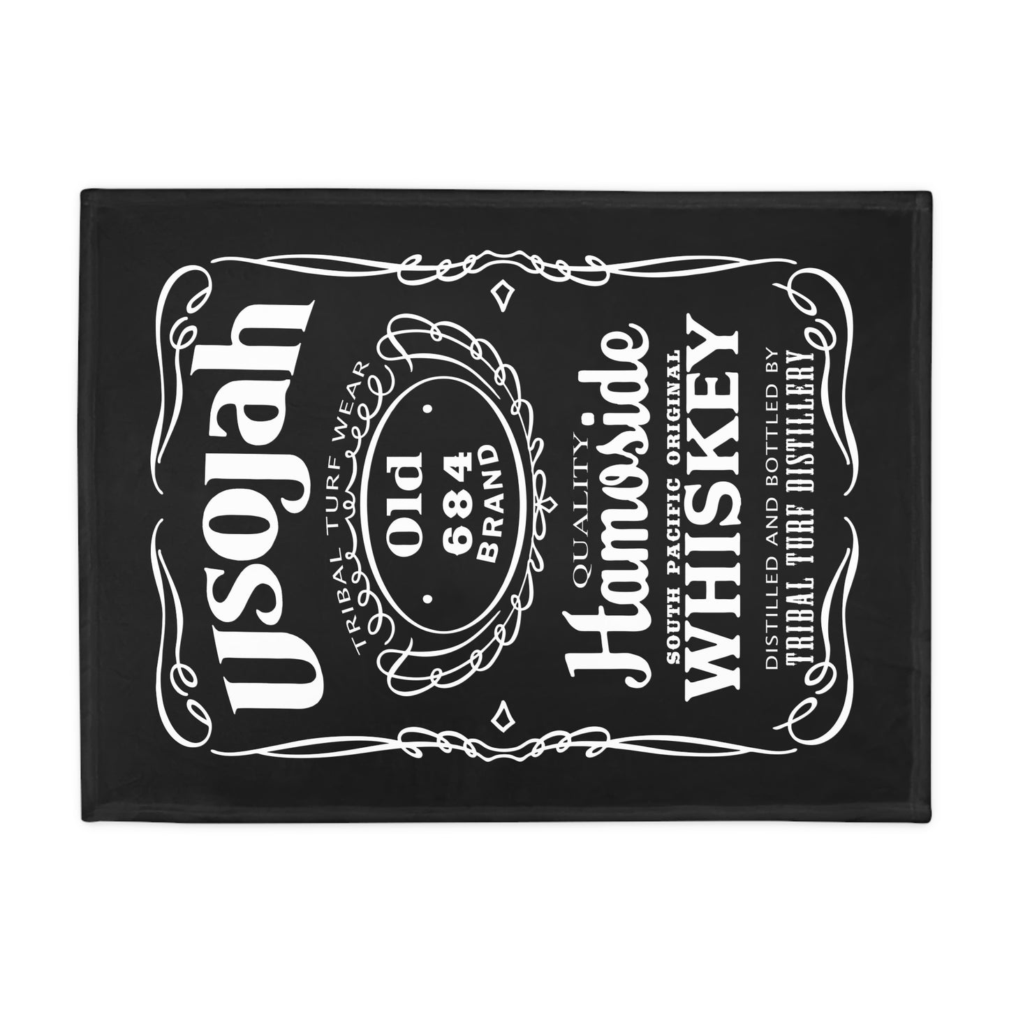 OLD 684 WHISKEY Plush Fleece Blanket, Black Samoa Whiskey