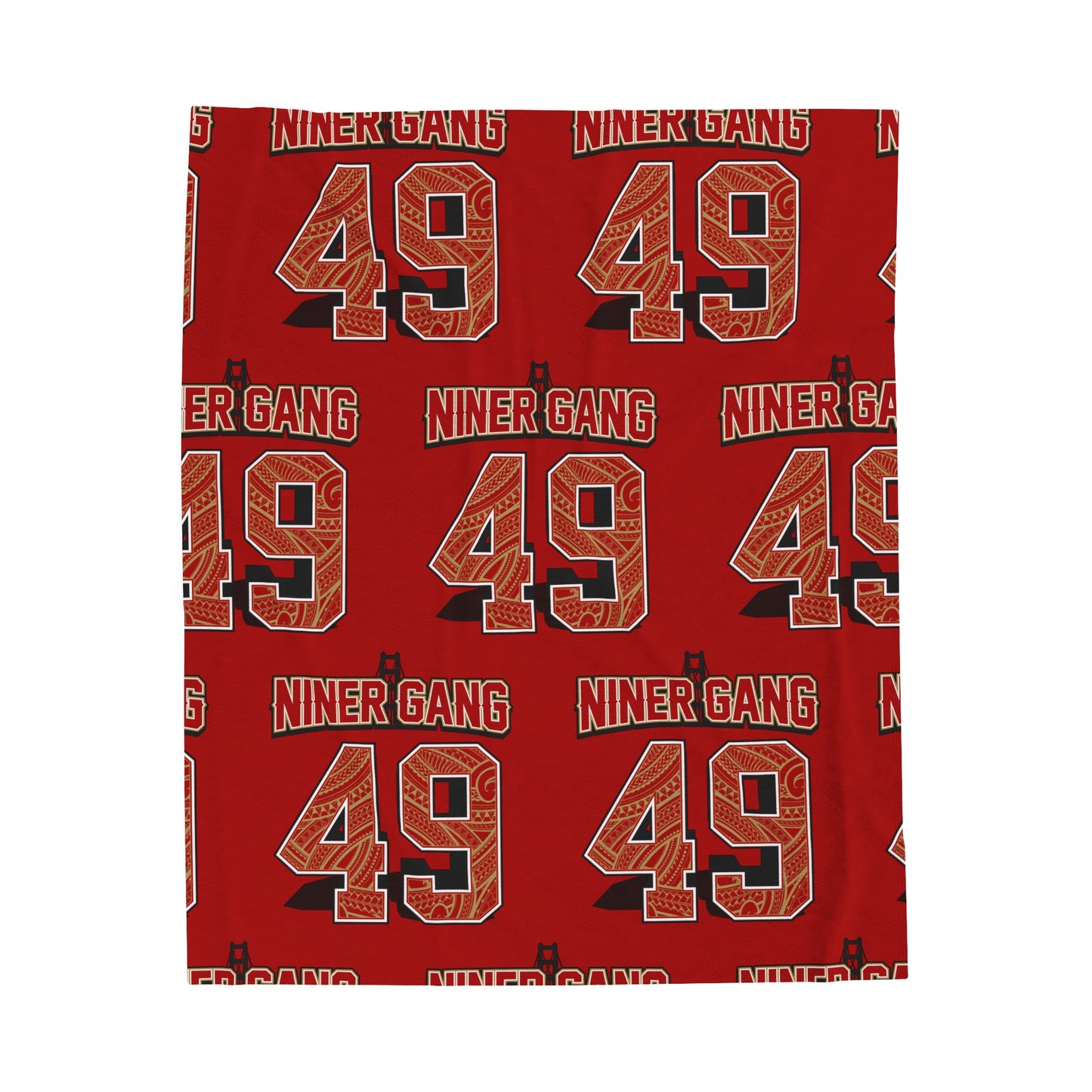 NINERGANG Velveteen Plush Blanket, Red Niner Gang Design 49 Tribal