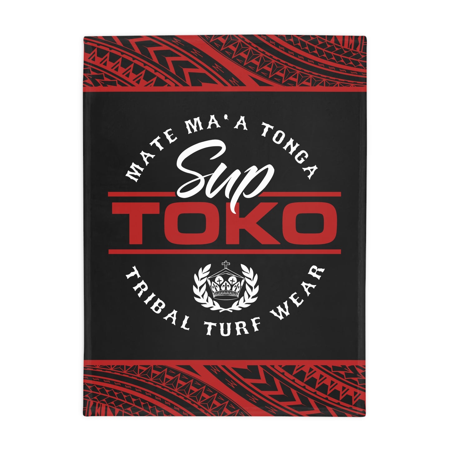 SUP TOKO Plush Fleece Blanket, Black Tribal Turf Wear Original Design