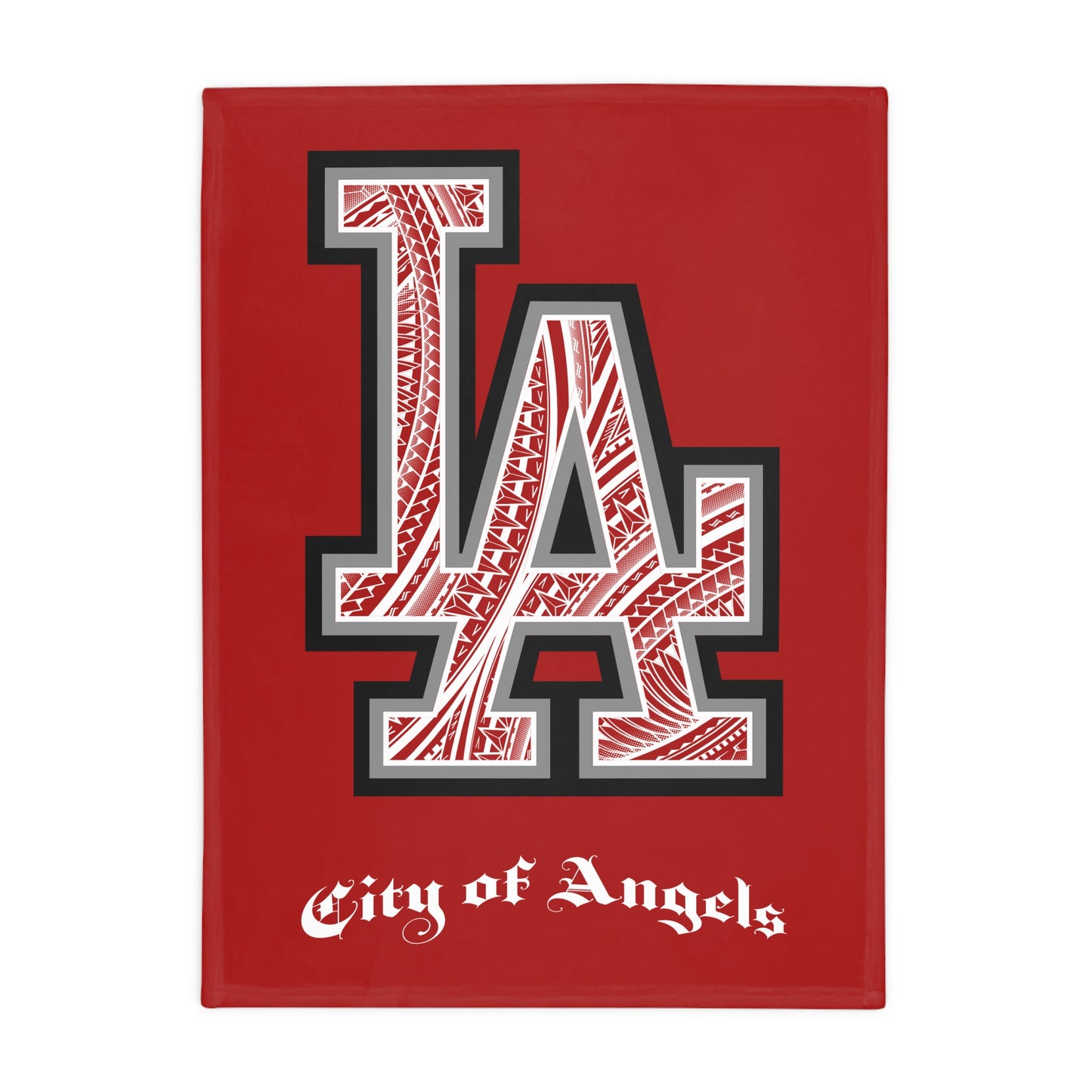 LA TRIBAL Plush Fleece Blanket, Red City of Angels, LA Tribal