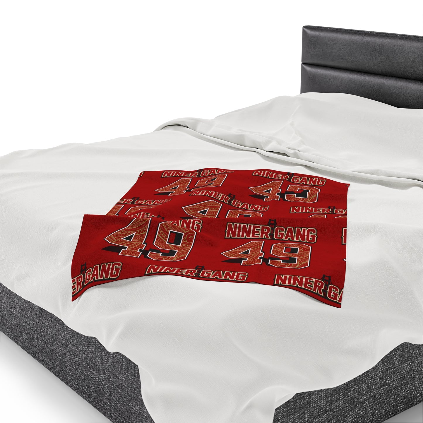 NINERGANG Velveteen Plush Blanket, Red Niner Gang Design 49 Tribal