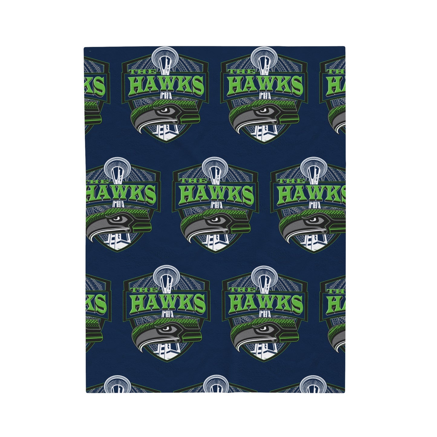 THE HAWKS Velveteen Plush Blanket, Navy Hawks Custom Tribal
