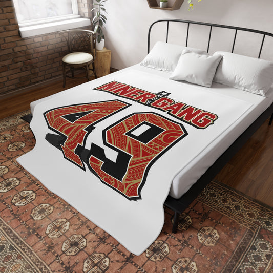 NINERGANG Plush Fleece Blanket, White NinerGang 49 In Tribal