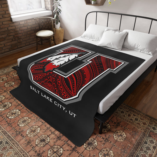 UTES TRIBAL Plush Fleece Blanket, Black Utes Blackout Design