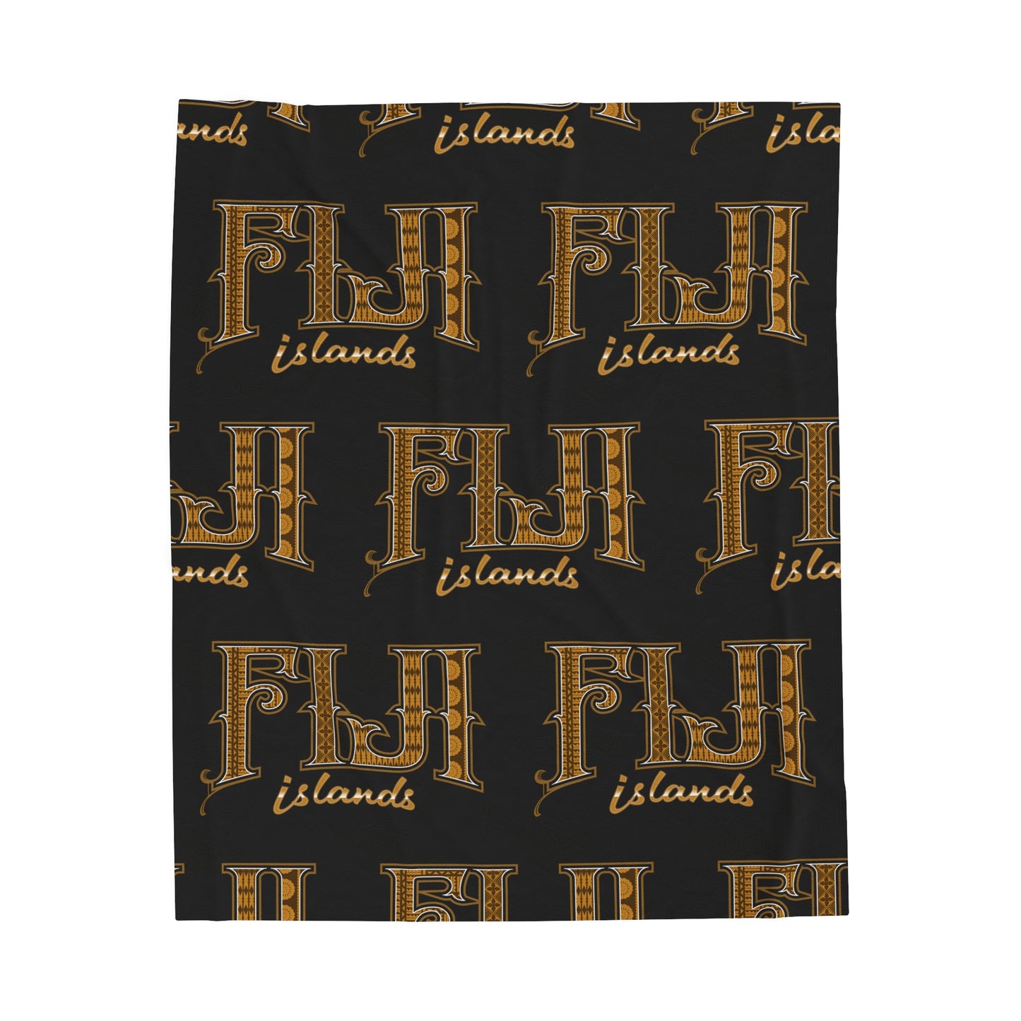 FIJI ISLANDS Velveteen Plush Blanket, Black Fiji Isands Custom Design