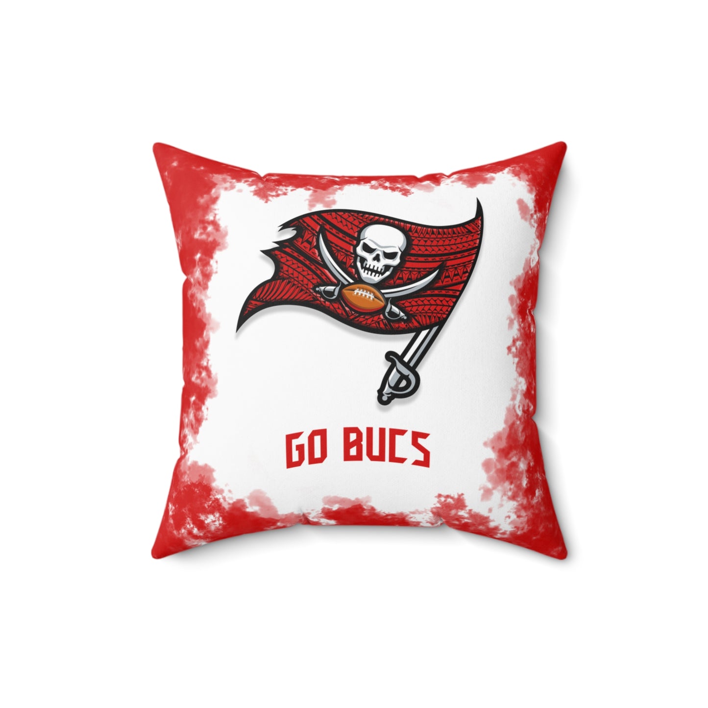 Bucs Tribal Faux Suede Square Pillow Bucs Faux Suede Pillow, Man Cave Gift for Him