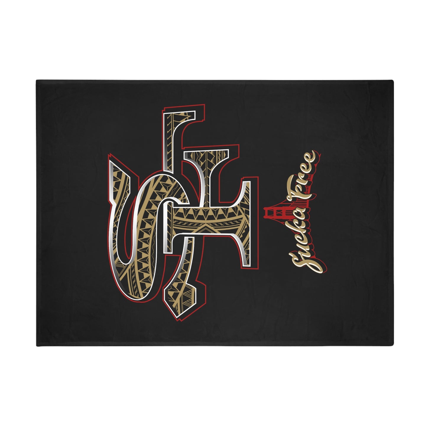 SF SUCKA FREE Plush Fleece Blanket, Black SF Urban Tribal Turf