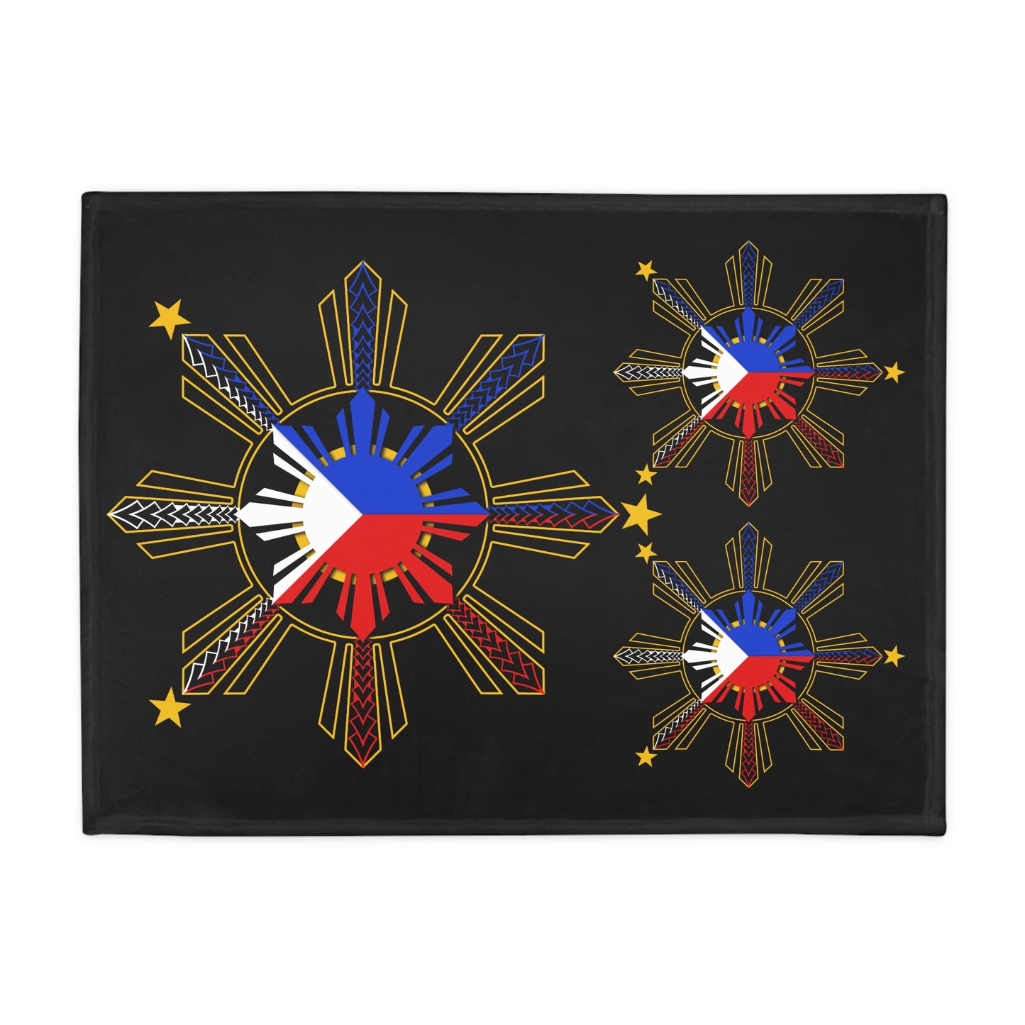 Pride of the Philippines Plush Fleece Blanket, Black 3Star Custom Philippines Province Design