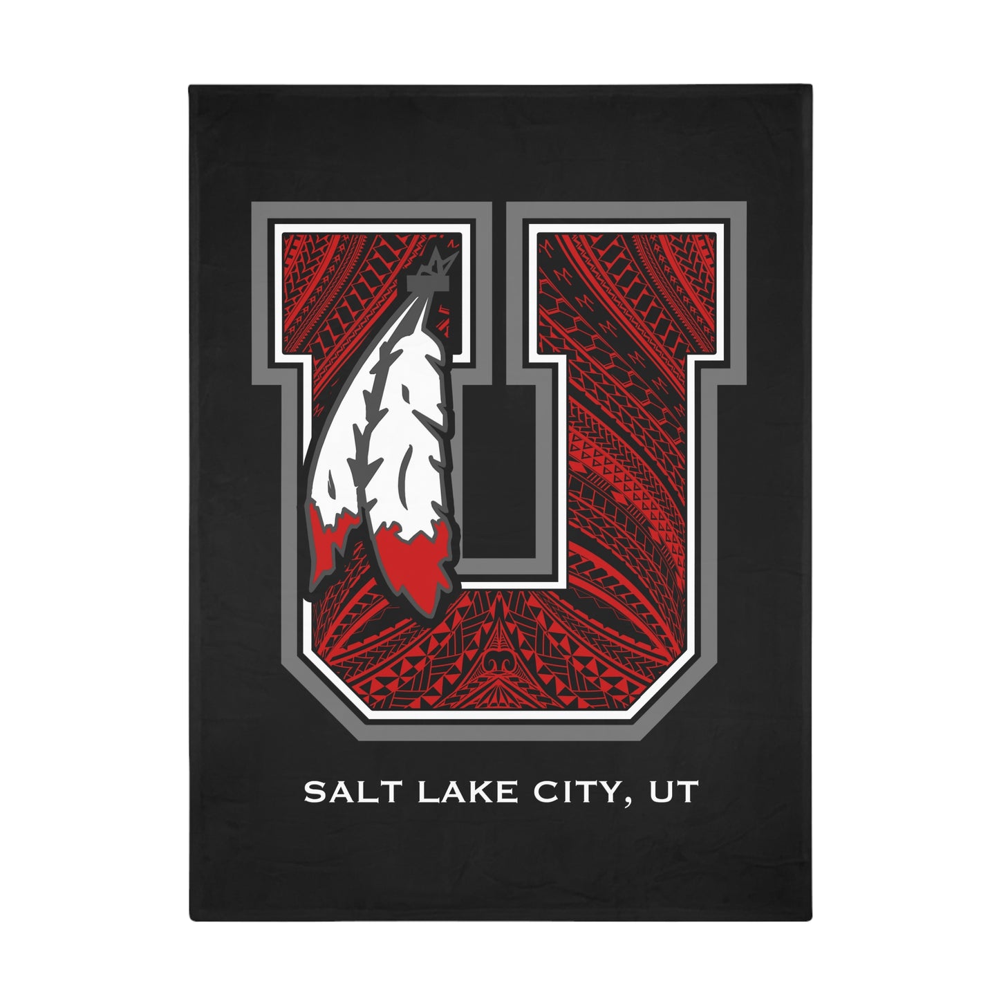 UTES TRIBAL Plush Fleece Blanket, Black Utes Blackout Design