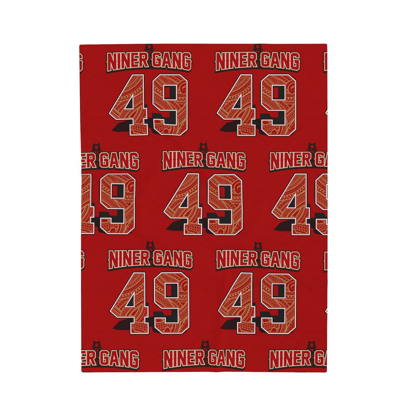 NINERGANG Velveteen Plush Blanket, Red Niner Gang Design 49 Tribal