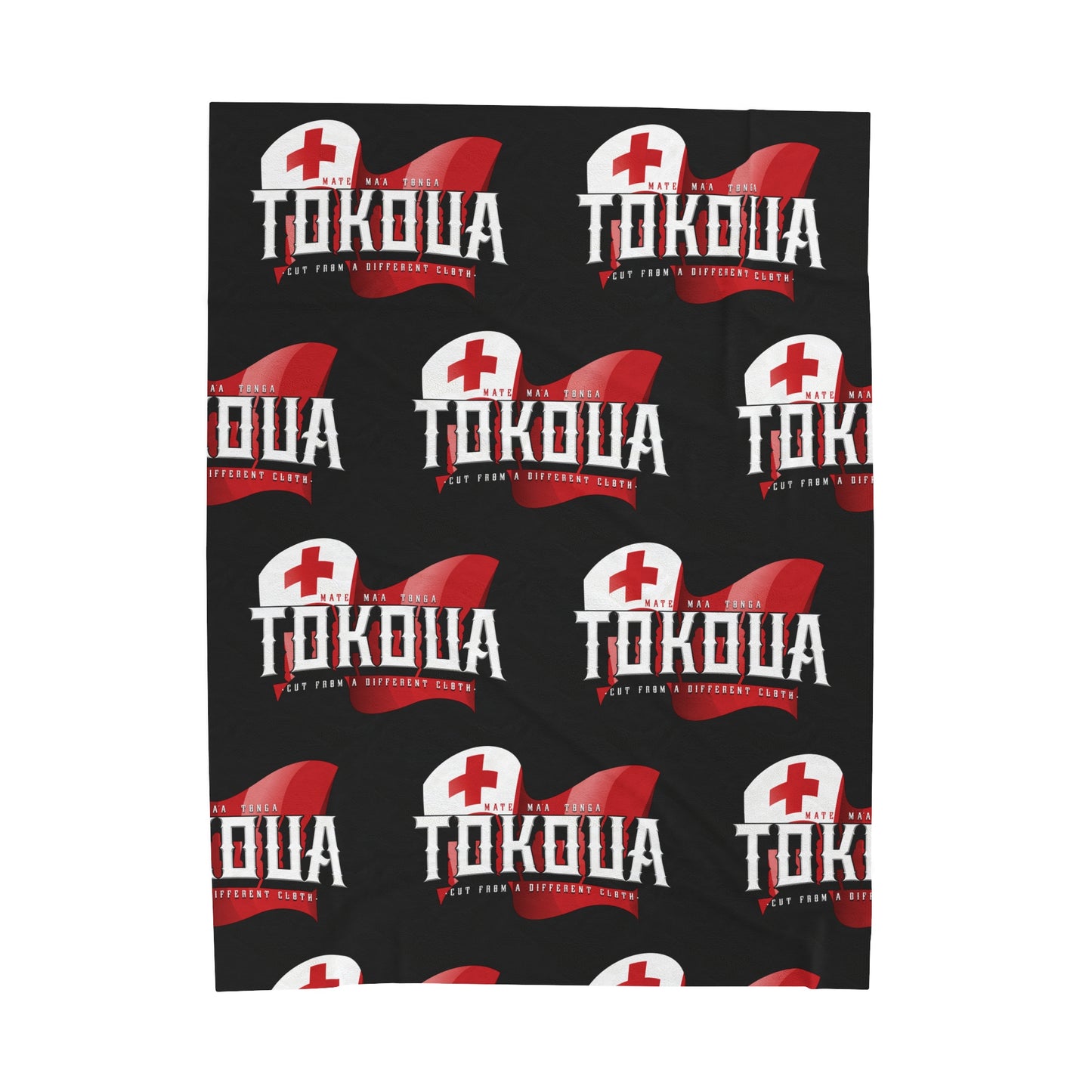 TOKOUA Velveteen Plush Blanket, Black Tribal Turf Wear Design