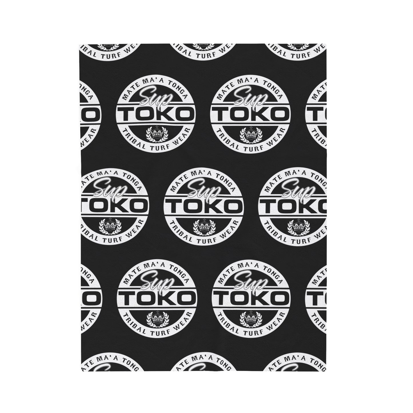 SUP TOKO TTW Velveteen Plush Blanket, Black Tribal Turf Wear Design