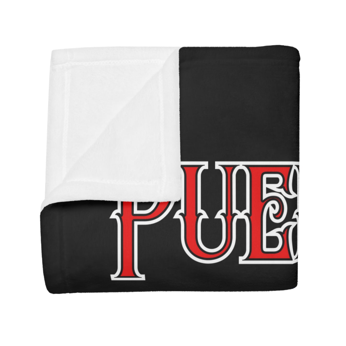 PUERTO RICO Plush Fleece Blanket, Black Custom Cokui Design