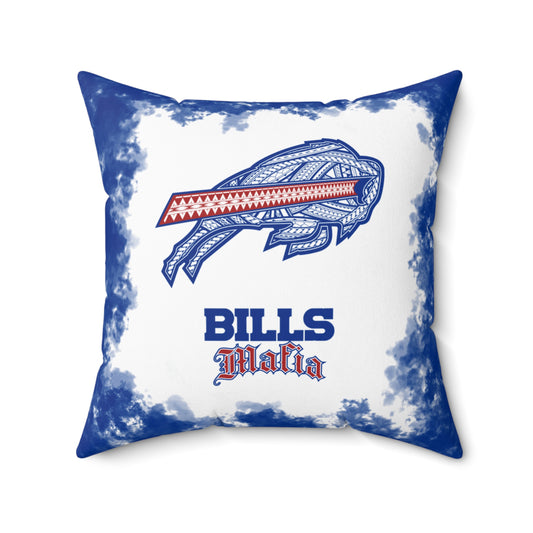 Bills Mafia Tribal Faux Suede Square Pillow Bills Faux Suede Pillow BillsMafia