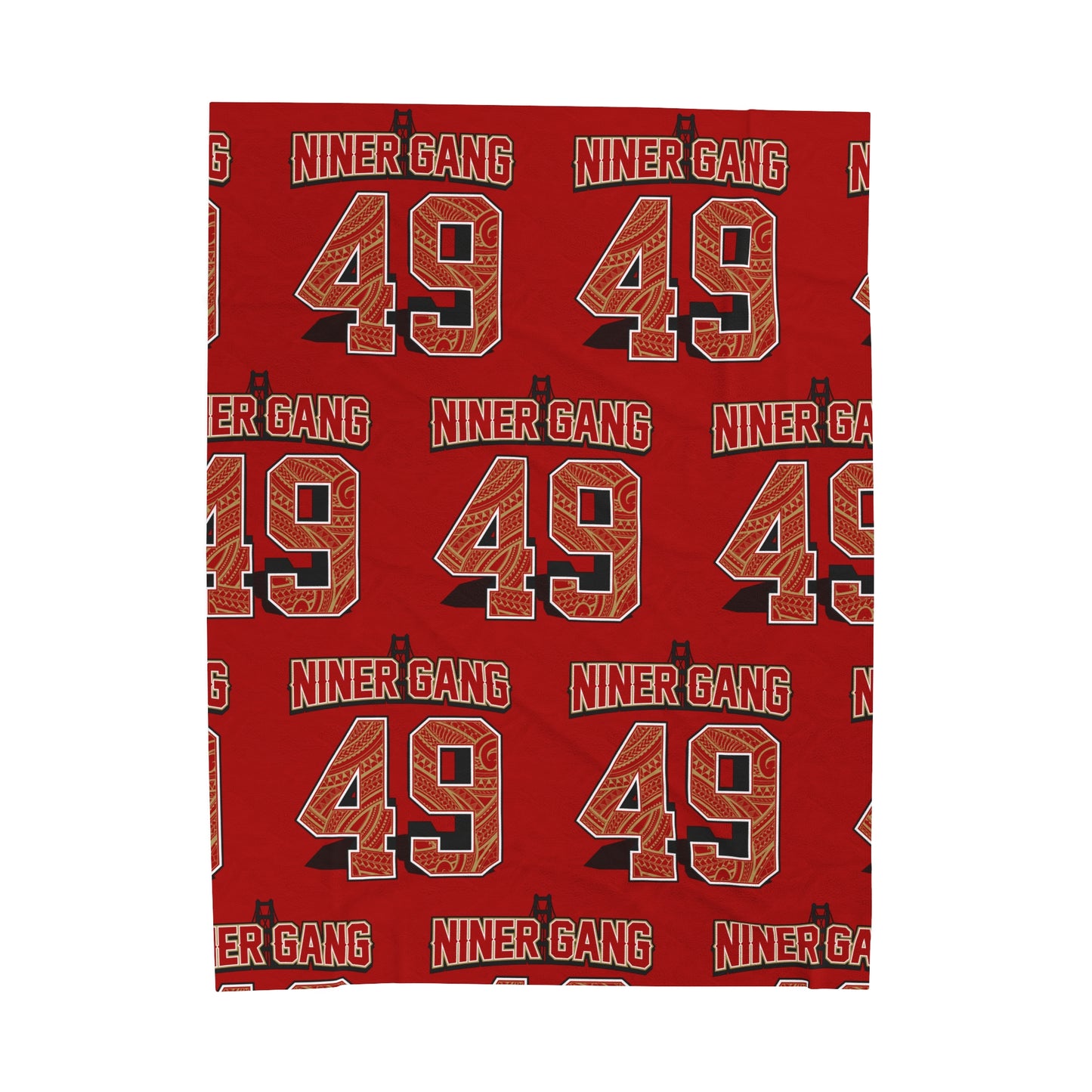 NINERGANG Velveteen Plush Blanket, Red Niner Gang Design 49 Tribal