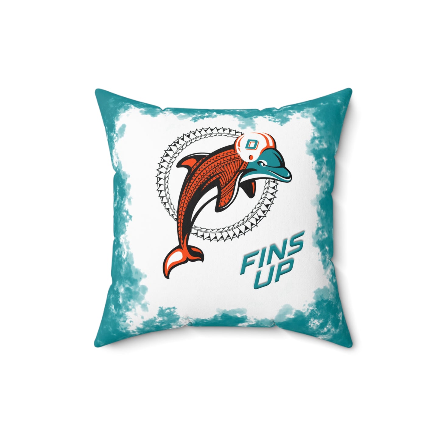 Fins Up Tribal Faux Suede Square Pillow Dolphins Tribal Faux Suede