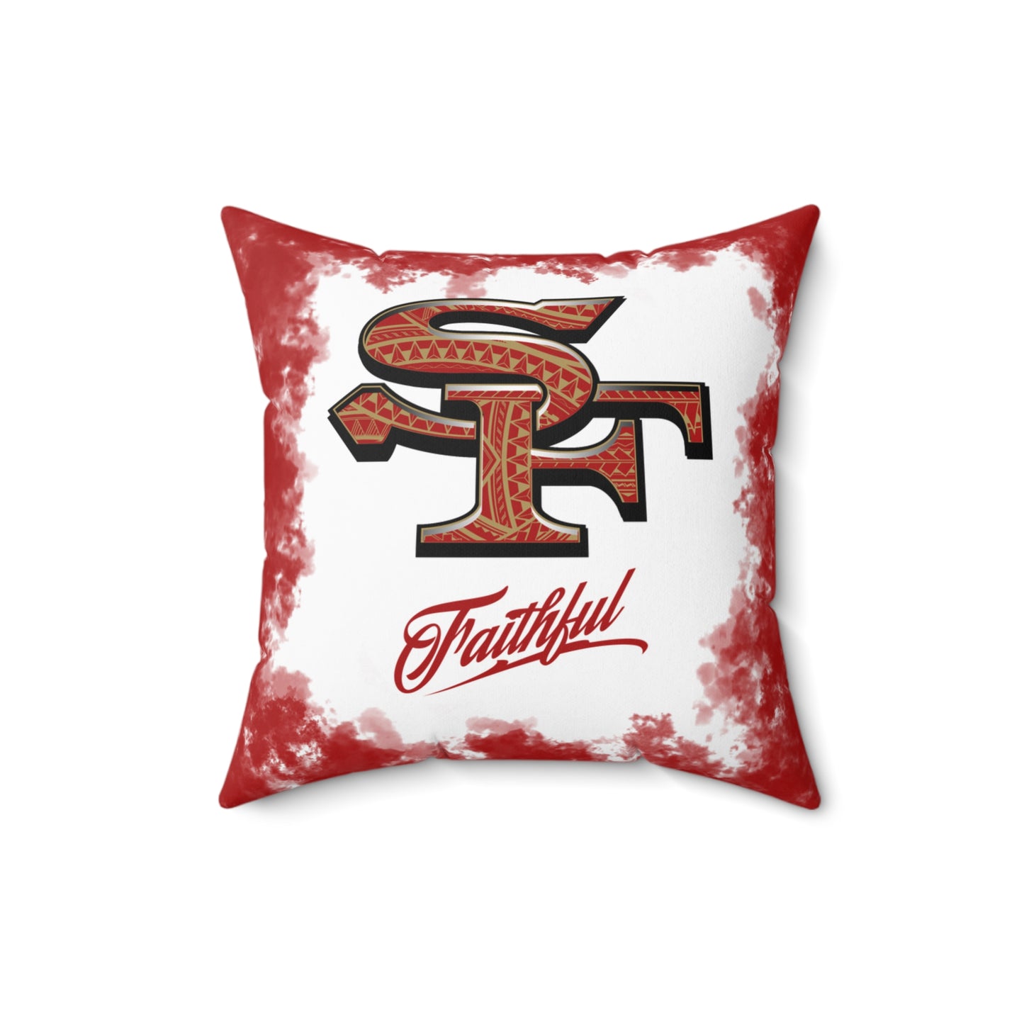 SF Faithful Tribal Faux Suede Square Pillow Niners Tribal, Fan Cave Gift