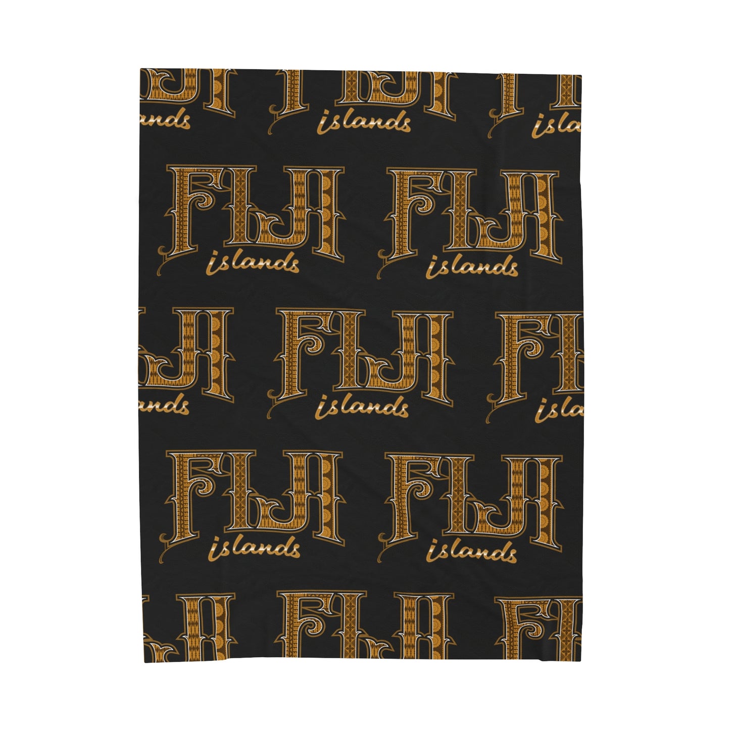 FIJI ISLANDS Velveteen Plush Blanket, Black Fiji Isands Custom Design