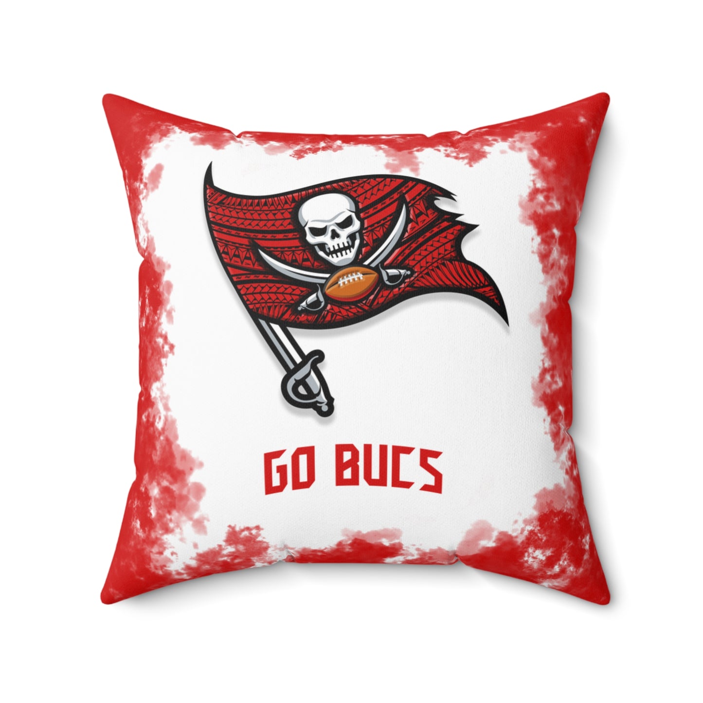 Bucs Tribal Faux Suede Square Pillow Bucs Faux Suede Pillow, Man Cave Gift for Him