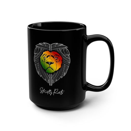 STRICTLY ROOTS LION Black Mug, 15oz