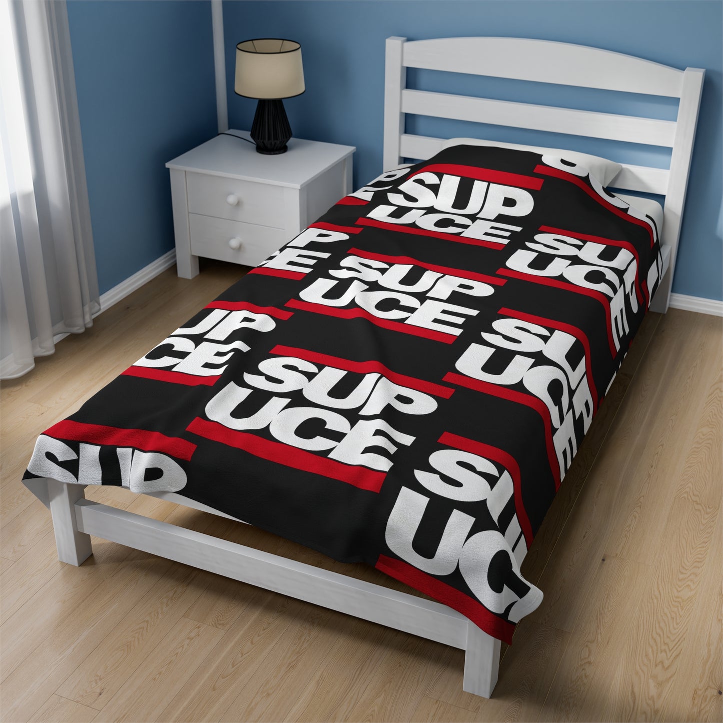 SUP UCE Velveteen Plush Blanket, Black Hip Hop Homage Design