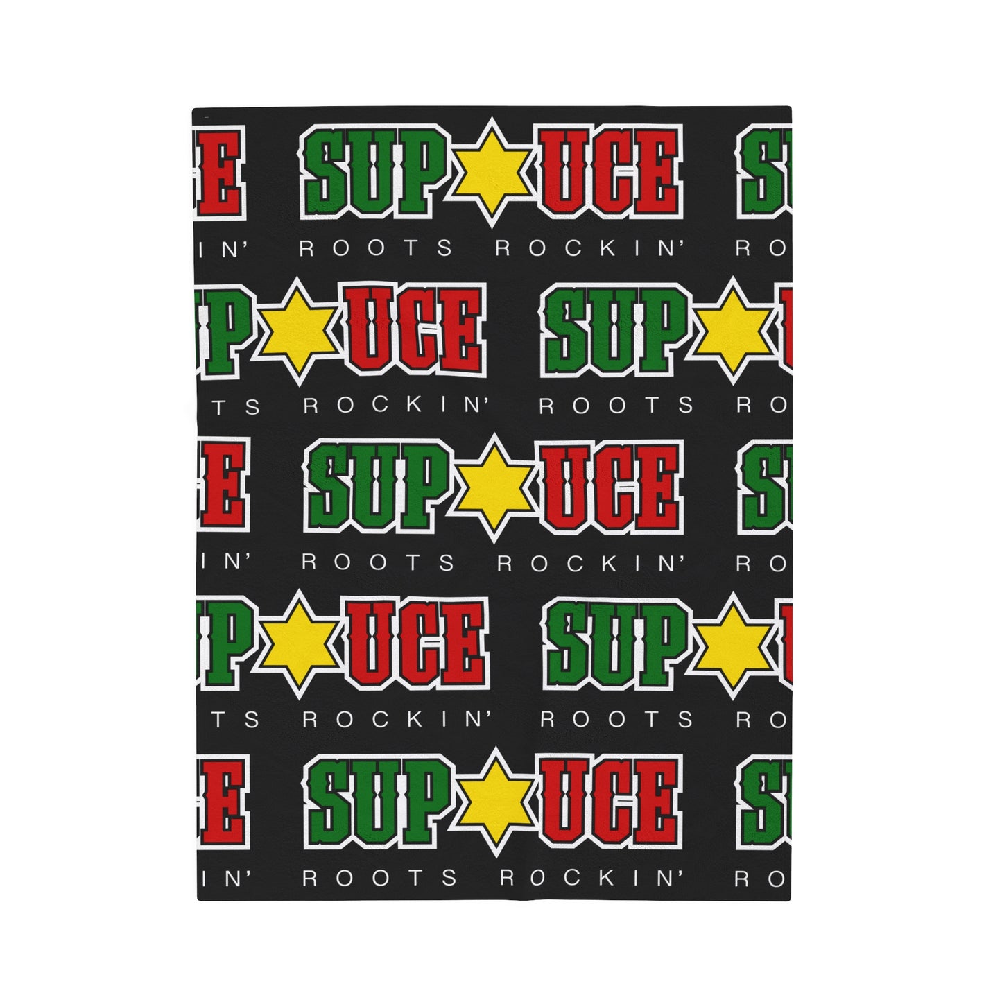 SUP UCE ROOTS Velveteen Plush Blanket, Black Sup Uce Reggae Colors