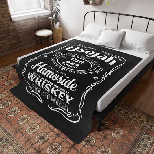 OLD 684 WHISKEY Plush Fleece Blanket, Black Samoa Whiskey