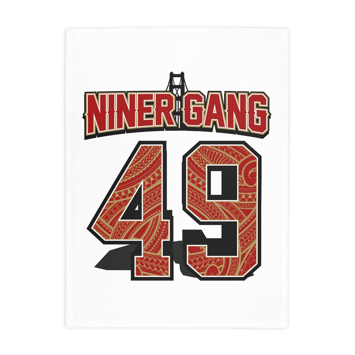 NINERGANG Plush Fleece Blanket, White NinerGang 49 In Tribal