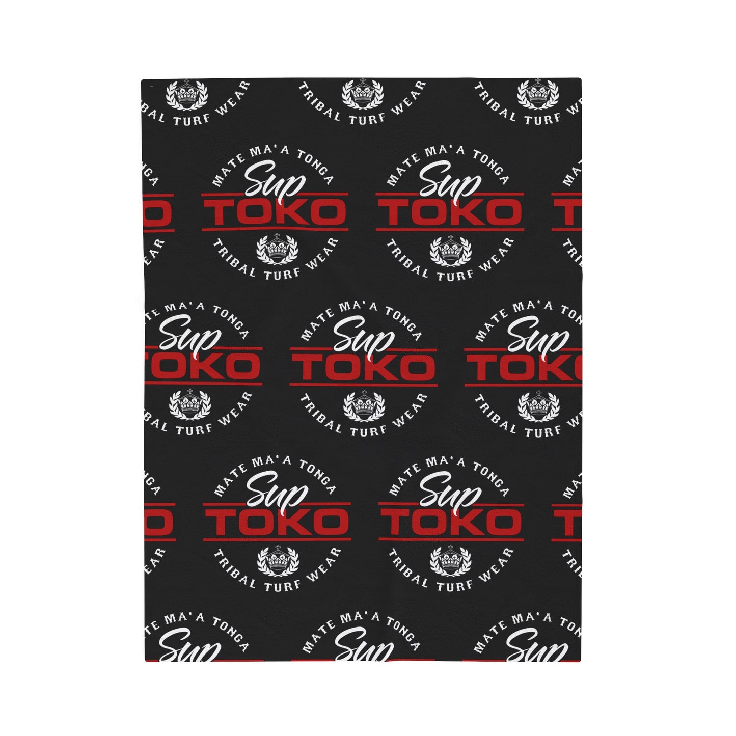 SUP TOKO TTW Velveteen Plush Blanket, Black Tribal Turf Wear Design