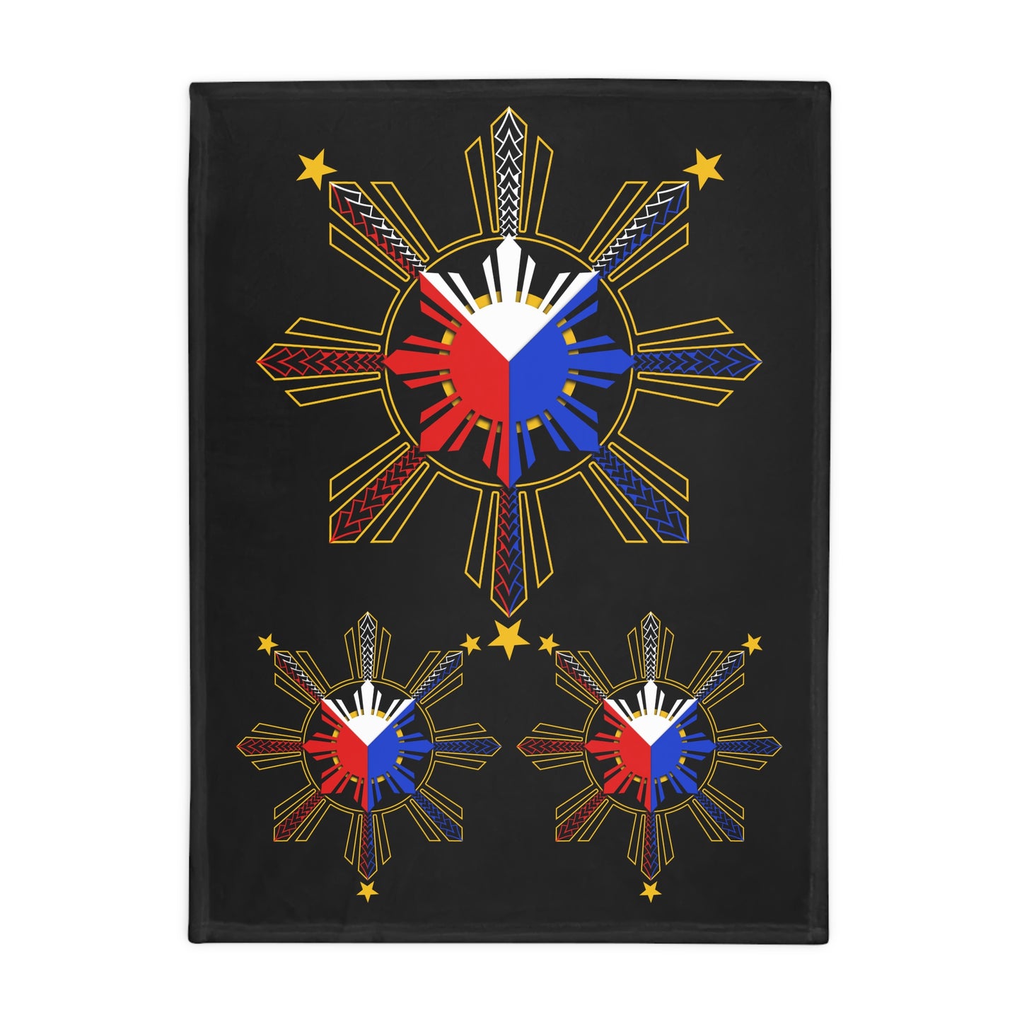 Pride of the Philippines Plush Fleece Blanket, Black 3Star Custom Philippines Province Design